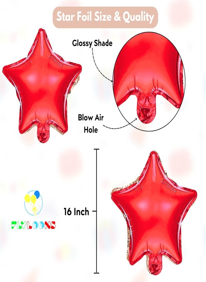 Flyloons 3rd Car Theme Decoration for Birthday Red Black 3 year Baby Boys Girls Kids 5 Pcs Lightning Macqueen Theme 30 Pcs Metallic Balloons Decoration Kit Set Items 2 Pcs Red Star - Image 3